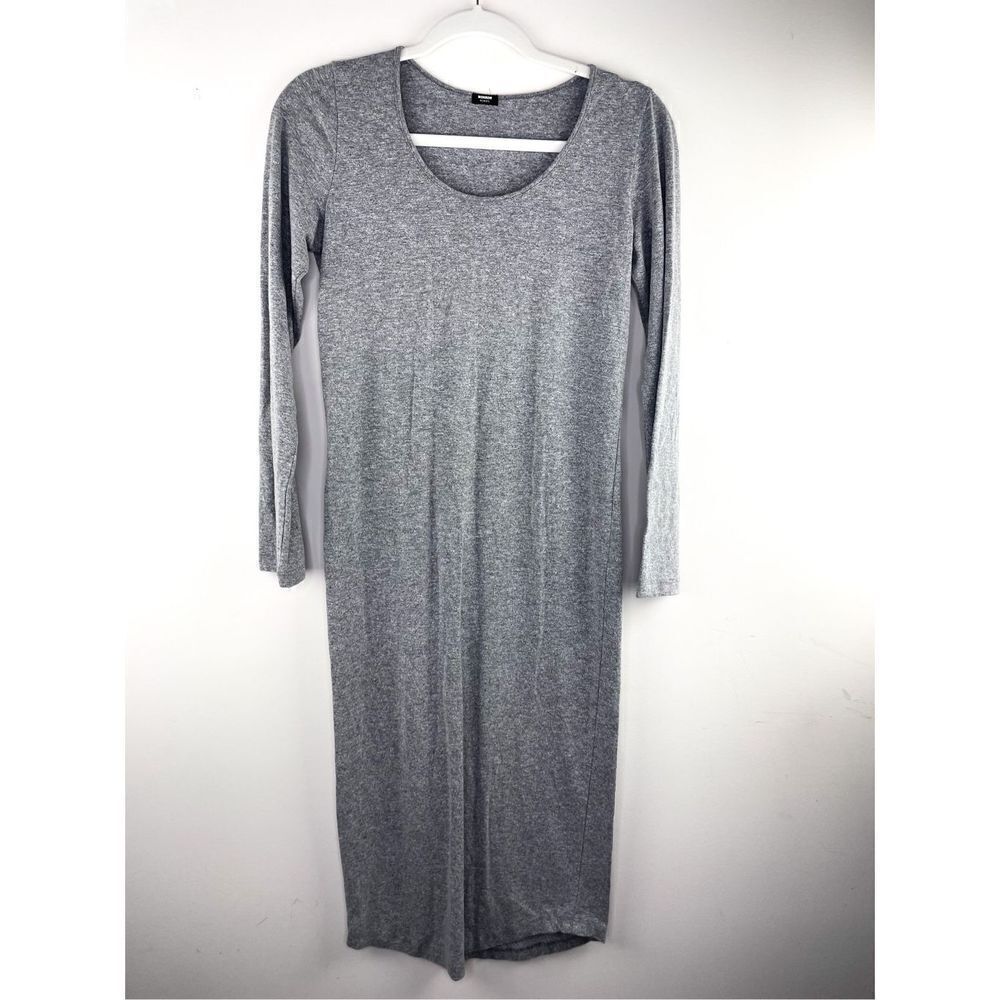 Monrow Mommy Neutral Gray Maternity Long‎ Sleeve Minimalistic Dress
